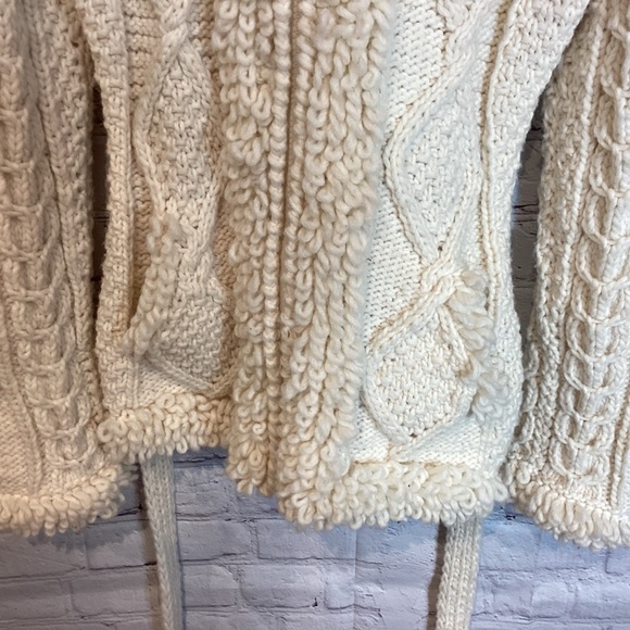 WEST OF THE MOON 100% WOOL LONG CARDIGAN SWEATER COAT WINTER WHITE SZ MED - Picture 8 of 13